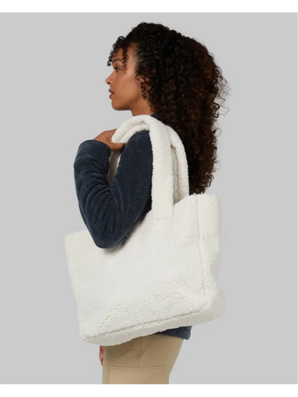 Women's Sherpa Tote Bag One Size cream